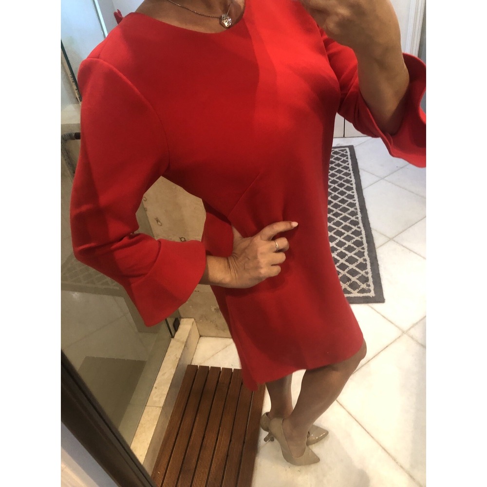 New Ann Taylor Sz M 10 Bell Sleeve Shirt Dress Valentine’s Christmas Red